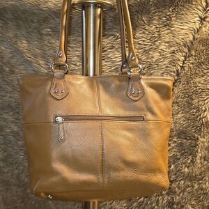 Genuine Leather Tignanello Tote Bag in Warm Tan - Classic Women's Shoulder Bag